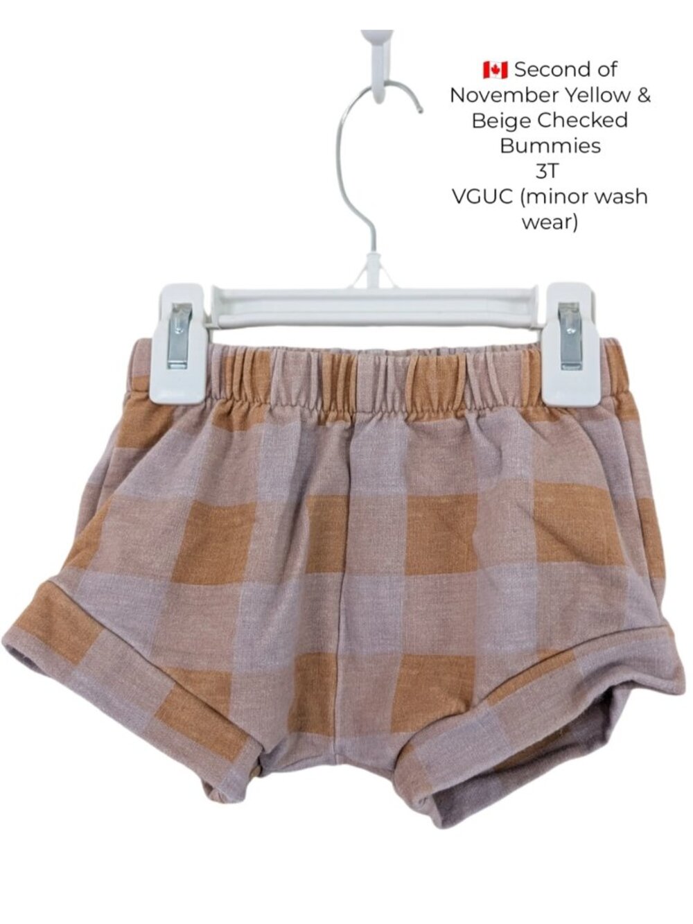 Second of November Yellow & Beige Checked Bummies 3T Girls Small shop